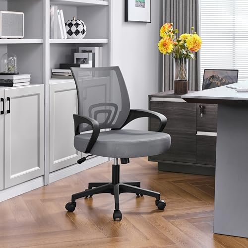 Silla de Oficina Silla Escritorio de Malla Giratoria Gris Oscuro