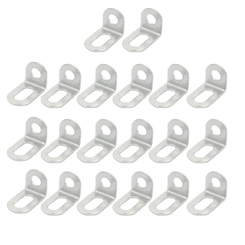 20 Pack Corner Bracket, 31*18*20mm Stainless Steel L Shaped 90 Degree Corner Brackets, Right Angle Bracket Fastener for Wood Furniture Fixation (White)