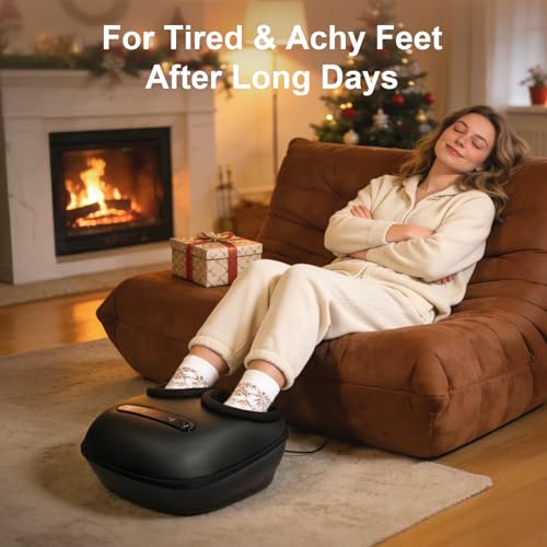 Nekteck Masajeador de pies Shiatsu con calor, terapia de amasamiento profundo y compresión de aire para la salud de los pies. Herramientas de masaje para pies que mejoran la circulación sanguínea y alivian el dolor. Regalos para hombres y mujeres.