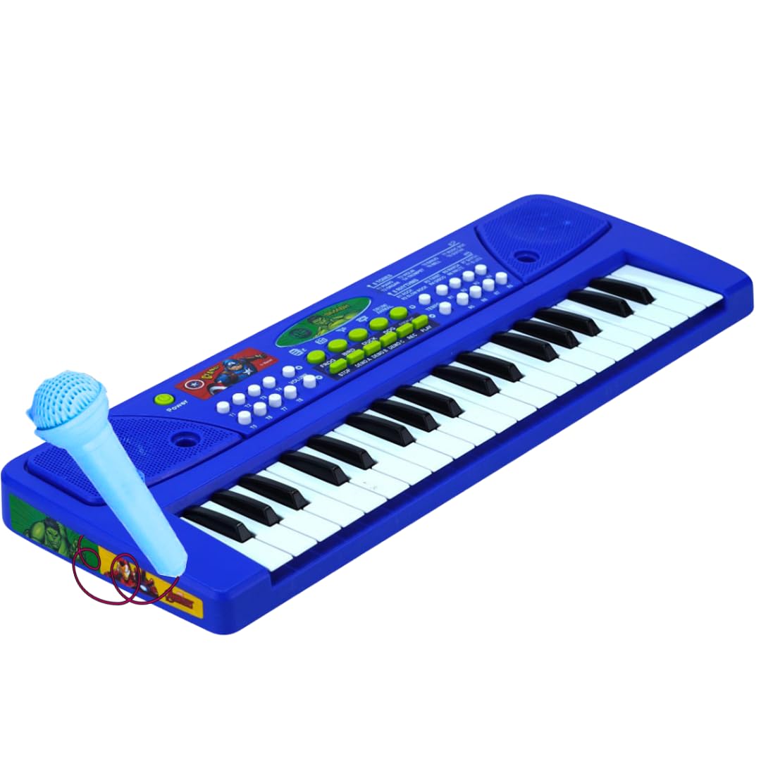 Storio Musical Sound Toys 37 Key Piano Keyboard - Avengers with Recording and Mic and Adapter for Power | 8 Rhythms 8 Tones 6 Demos Portable Electronic Keyboard Toy for 3 to 5 Years Boys Girls- Blue 4