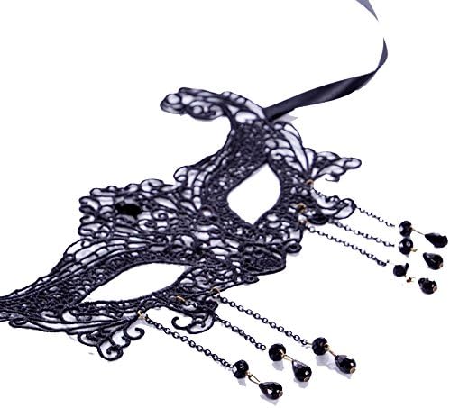 JewelleryClub Womens Girls Venetian Black Lace Easter Halloween Party Eye Mask Costume Accessories