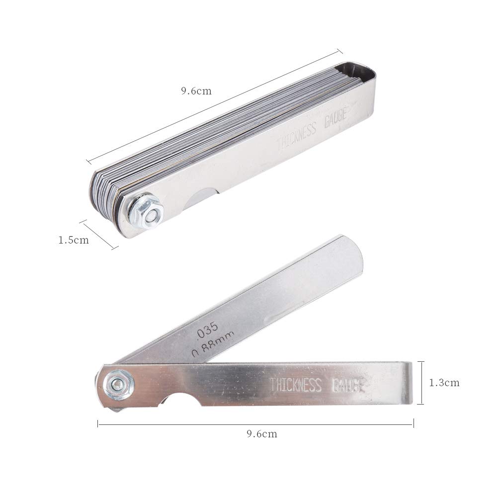 MUYI 32 Blades Feeler Gauge Dual Marked Metric and Imperial Gap Measuring Tool Teaching Feeler