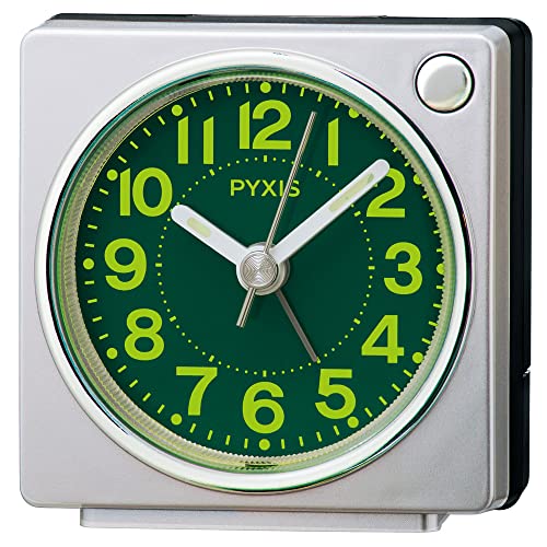 セイコークロック(Seiko Clock) 目覚まし時計 置き時計 アナログ 集光樹脂文字板 銀色メタリック 65×64×38mm PYXIS ピクシス NR450S の商品画像