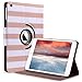 ULAK iPad Air Case, Multi-Angle Rotating Stand Protective Case Cover for Apple iPad Air (2013 Release) with Automatic Wake/Sleep Function (Rose Gold/White Stripes)