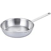 CHEFWIN 10.2-Inch 316 Stainless Steel Frying Pan, 5-Ply Saute pan, Deep Skillet, Induction Cookware, Dishwasher Safe & Oven Safe, Professional Cookware