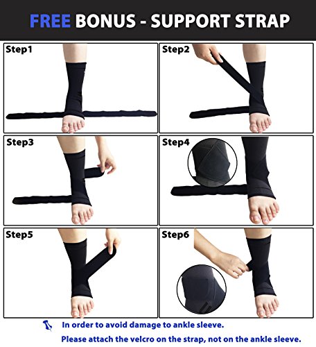 Gonicc Professional Foot Sleeve Pair(2 Pcs) with Compression Wrap Support(Large, Black), Breathable, Stabiling Ligaments, Prevent Re-Injury, Ankle Brace, Volleyball Protective Gear Ankle Guards