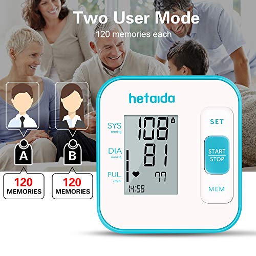 Blood Pressure Monitors for Home Use Upper Arm,Heart Pulse Rate Monitoring Meter with Cuff 22-40cm, 2×120 Sets Memory