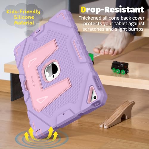 FINTIE Kids Case for iPad 9th / 8th / 7th Generation (2021/2020/2019) 10.2 inch, Fully-Body Rugged Heavy Duty Shockproof Protective Case w/Built-in Kickstand for Boys & Girls, Purple