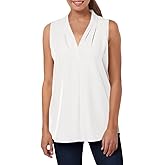 Calvin Klein Women's Sleeveless Blouse with Inverted Pleat (Standard and Plus)