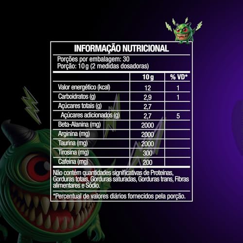 Pré Treino Pre Workout DIABO VERDE Pote 300g Sabor Bala de Framboesa FTW - Suplemento Com Cafeína, Aminoácidos Beta‑Alanina e Arginina para Treinos e Atividades Físicas