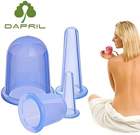 Suction Cup for Cellulite - Vacuum Cup Silicone 4 PCS Cup Set Cupping Therapy for Cellulite Body Massage Suction Cups Therapy 1 （Large） Size and 1 （Medium） Size