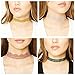 Tpocean 16Pcs Tatto Boho Black Lace Choker Gold Chain Red Colorful Tassels Velvet Necklaces Choker with Pendant Set Adjustable for Women Girls