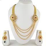 Designer Handcrafted Traditional Golden Multilayered Necklace & Earring Set