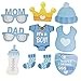 Photo Booth Props Funny DIY Kit for Baby Shower Boy Birthday Party Decorations Costume Dress-up Accessories Doubtless Bay (25Pcs blue)