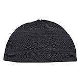 X-Large Plain Black Cotton Stretch Knit Kufi Hat Prayer Cap - Comfortable Fit