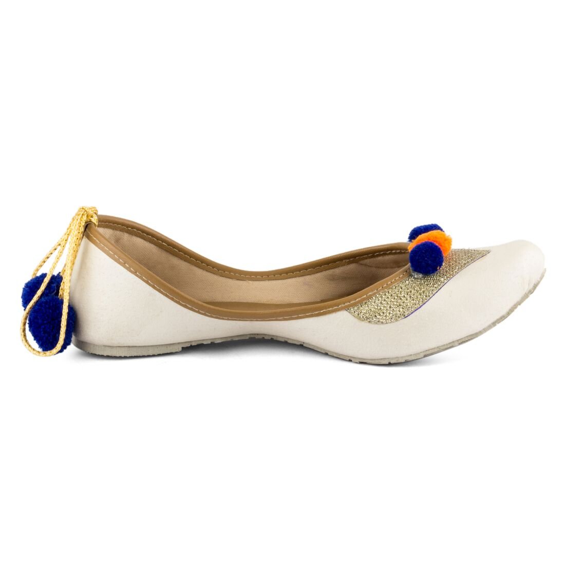 tashi women's beige & pink artificial leather jutis