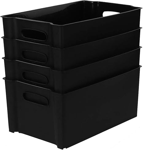 Zerdyne 4er-Set Stapelbarer Aufbewahrungsbehälter aus schwarzem