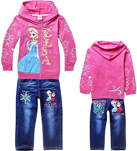 Amazon 子供パーカー 長ズボン ディズニー Frozen エルザelsa アナと雪の女王衣装 ギッズ服 女の子服 パンツ 長袖トレーナー スウェット 上下セットtzj096 身長130 ローズ トレーナー パーカー 通販