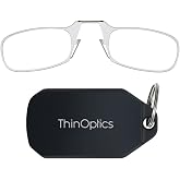 ThinOptics Keychain Case and Readers Rectangular Reading Glasses, Black, 44 mm + 2.5
