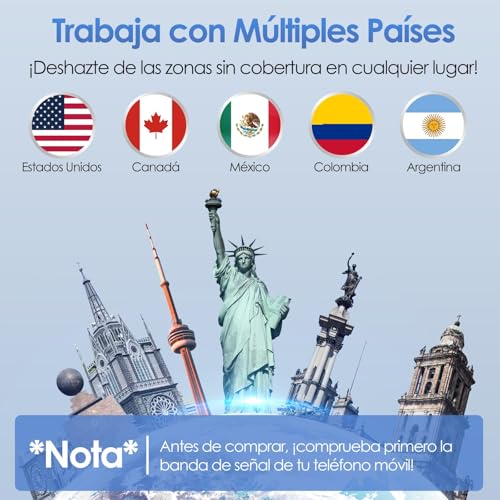 3G 4G LTE 5G Amplificador de Señal Celular Banda 2/4/5/25/66 850/1700/2100/1900MHz Amplificador de Señal de Teléfono Celular con Antena Kit para Movistar, AT&T, Telcel