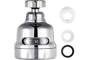 smile angel 360° Rotatable Faucet Sprayer Head 3 Modes Position Adjustable Replacement Anti -Splash Tap Booster Shower and Water Saving Faucet for Kitchen, Silver