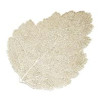 Set of 6, Gold Metallic Vinyl Round Placemats Laminated Plastic Morden Dining Table Decoration, Fall Leaf By Snowkingdom