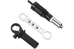 Sandfren Car Rivet Gun Adapter, Alloy Steel Riveter Gun Adapter Kit with Handle Grip & 4 Rivet Head for Cordless Electric Power Drill, Pop Riveting Nut Tool Drill Attachment, Universal Fit