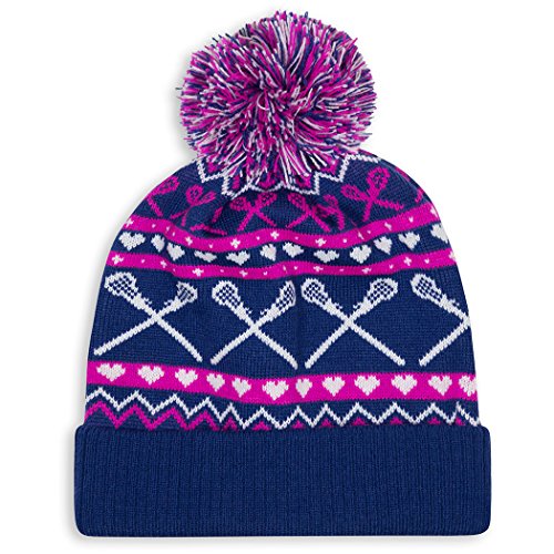 Girls Lacrosse Pom Pom Beanie Hat | Lax Hats by ChalkTalk Sports