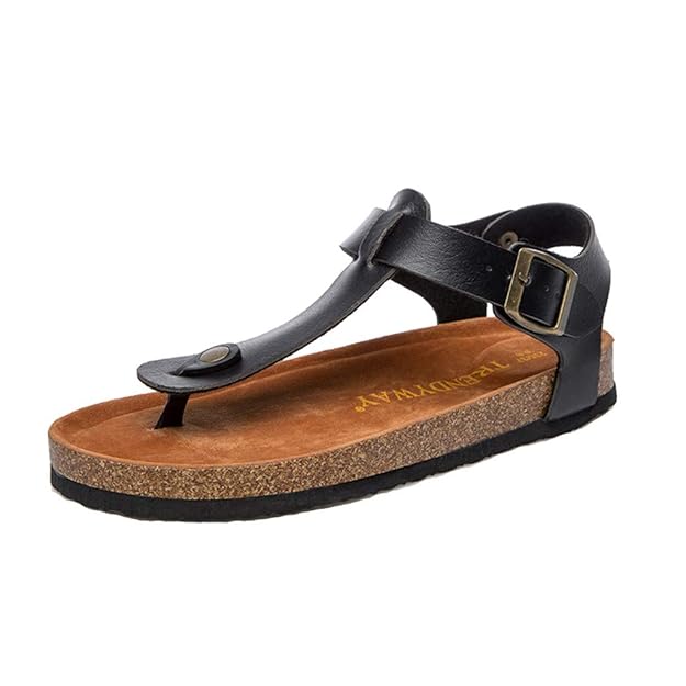 YWLINK Frauen Flip Flops Kork Hausschuhe Damen Zehensandale Schnallenriemen Strand Rutschfeste Klassisch Strand Sandalen