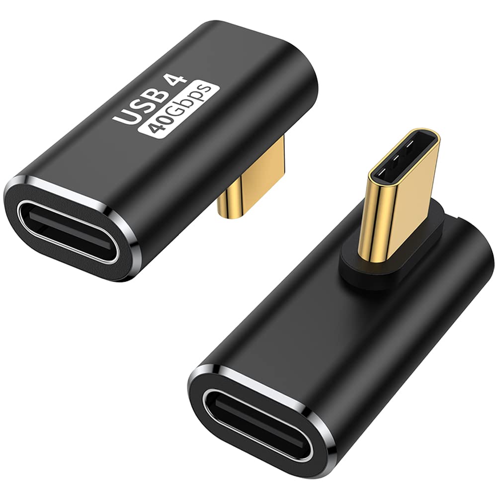 AuviPal 90 Degree USB C Adapter (2 Pack), L Shape Left and Right USB Type C Connector for Meta Quest, MacBook, iMac, iPad, iPhone 16 15 Series and Other Type C or Thunderbolt 4/3 Devices - Black