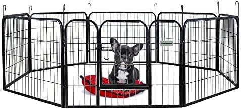 PetPremium Dog Pen Metal Fence Gate Portable Outdoor RV Play Yard | Heavy Duty Outside Pet Large Playpen Exercise | Indoor Puppy Kennel Cage Crate Enclosures | 24" Height 8 Panel