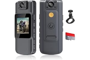 BOHISEN 2K Mini Body Camera with Audio Recording Built-in WiFi Hotspot 1.54" LCD Built-in 64GB Card with Night Vision with 180° Rotatable Lens for Law Enforcement Record Riding,Meeting,Home (Black)