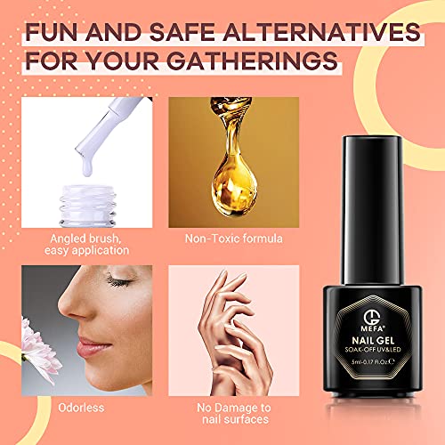 MEFA Gel Nail Polish Set, Colorful Summer Collection 6 Colors, Green Blue Lemon Yellow Neon Soak Off Gel Polish Popular Bright Color Shining Salon Manicure Kit Gift For Girlfriend 5ml