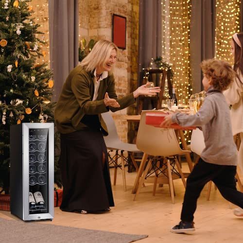 Kalamera Mini Fridge Wine Cooler, 12 Bottle Compressor Freestanding