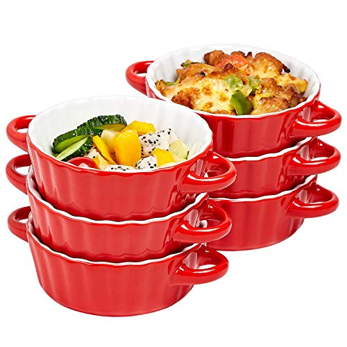 Bake And Serve 10oz. Oven Safe Set Of 6 Ceramic Souffle Dishes, Round