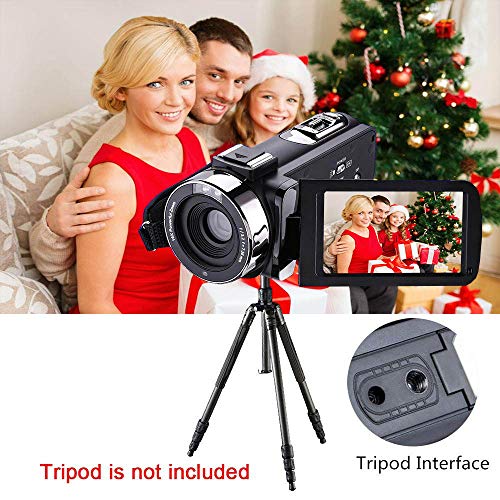 Video Camera Vlogging Camera with MicrophoneFull HD 1080p 30fps 24.0MP Video Camcorder for YouTube Support Remote Controller - SUNLEA