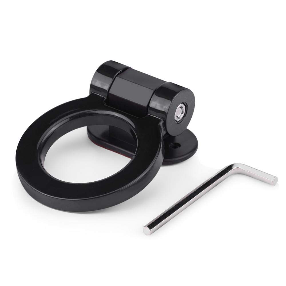 Qiilu Towing Hook, Universal Car Modified Adhesive Traction Round Ring Towing Bars Trailer Hook Decoration(Black).-for black tow ring car