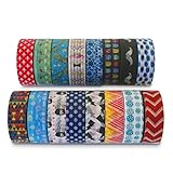 Premium Washi Masking Tape Collection (SET OF 16) by Kimono Tape - Vibrant Decorative Japanese Paper Tapes - Special Edition II