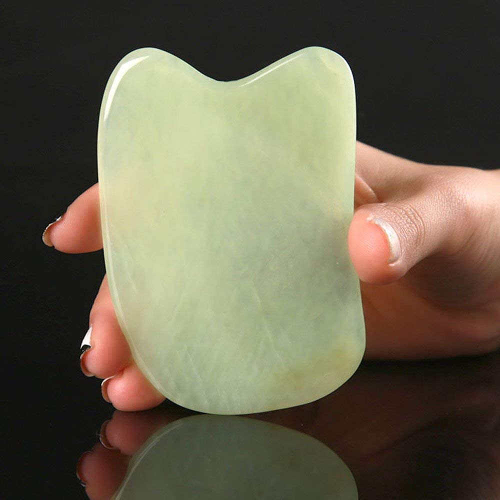 Leosense Gua Sha Tool, Natural Jade Gua Sha Stone, Body Massager for Pain Relief, Sore Muscle - Facial Massager for Skin Lifting and Rejuvenation - Thick Guasha Board