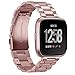 Aresh Compatible with Fitbit Versa Band/Versa 2 Bands, Stainless Steel Versa Lite Metal Strap for Fitbit Versa&Versa Lite Edition&Versa Special Edition (RoseGold)