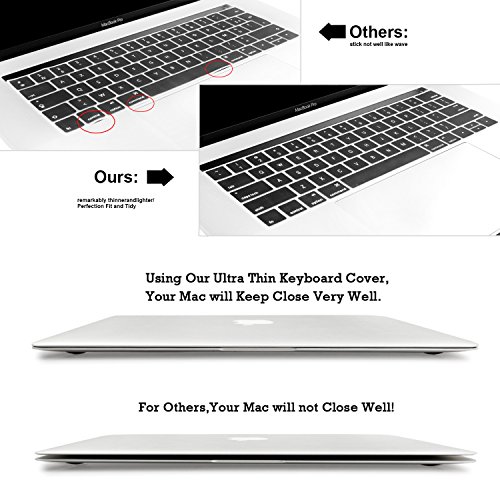 Batianda Spanish ESP Waterproof Ultrathin Silicone Keyboard Cover Skin for Newest MacBook Pro 13 15 inch 2017 & 2016 With Touch Bar & Touch ID Model:A1706 / A1707 (Black)