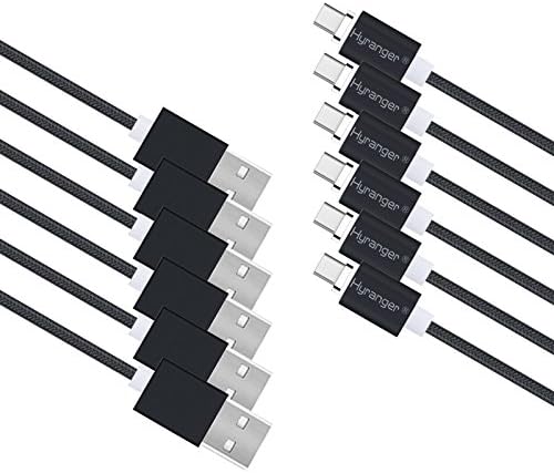 hyranger 6Packs[5th gen]Super Magnetic Type-C Type C Charging Cable 3Ft/1m Nylon braided Reversible USB C Data Sync Cord USB-C Charger For Huawei Nexus LG Xiaomi Meizu Nokia Lumia(black)
