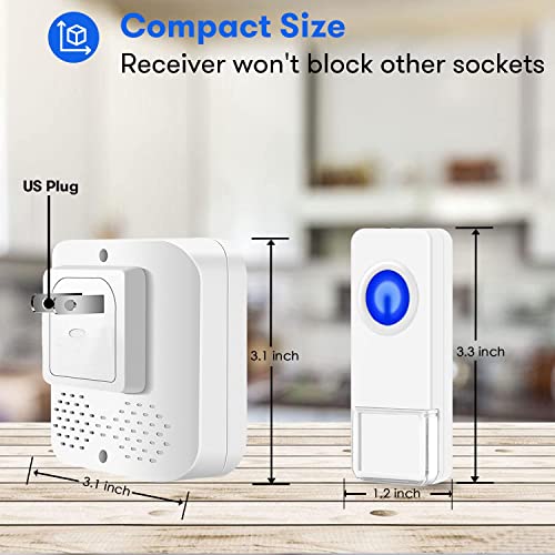 Wireless Doorbell, Coolqiya Door Bell Chimes Kit with 3 Plugin