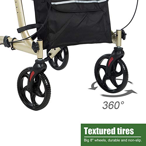 BEYOUR WALKER Lightweight Upright Rollator Walker 8" Front Wheels with