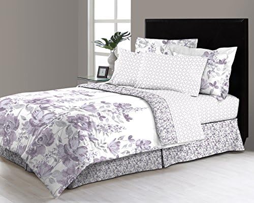 6 - 8 Piece Complete Bed in a Bag Set Includes Sheet set and Bedskirt by Morgan Home (Queen, Freida)
