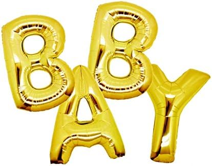 AKEDS 40 Inch Gold BABY Letter Helium Foil Balloons, Decorations of Cute Alphabet Letters Balloons Bunting Banner Foil for Birthday Party Marriage Proposal and House Decorating