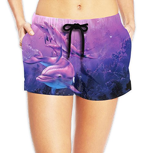 Dolphin Couple Board Shorts Perspiration Drawers With Pockets For Womans White X-Large