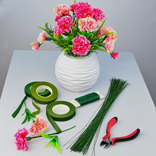 Bantoye 9 Pcs Floral Arrangement Tool Kit, 4.7" Wire Cutter, 6 Rolls Floriculture Paper Tapes 26 Gauge Floral Wire & 16 inch Floral Stem Wire for Bouquet Stem Wrap Florist