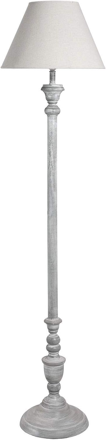 Hill 1975 Ithaca Floor Lamp, Wood, Linen, Mixed, one, 24.5 x 24.5 x 138cm