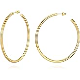 14K Gold Plated Hoop Earrings for Women Chunky Hoop Earrings for Women Thick Lightweight Earrings Jewelry Gifts